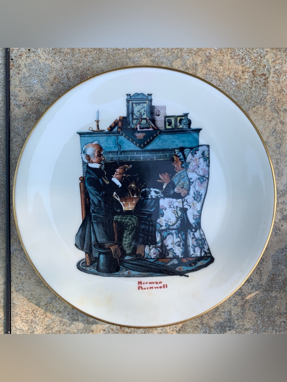 Vintage Norman Rockwell Tea for Two Porcelain Plate.